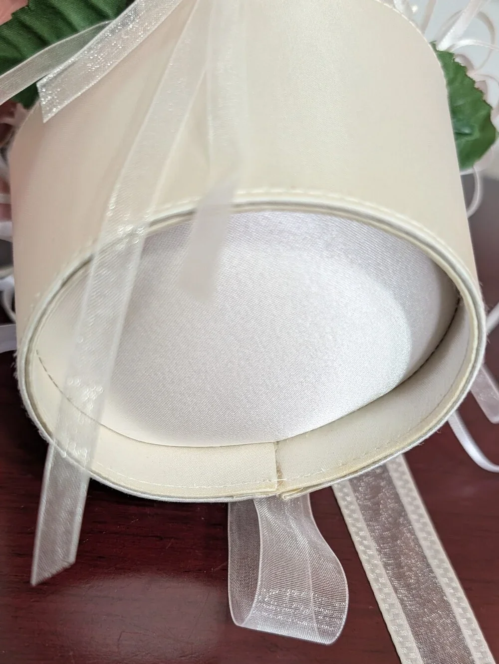 Flower Girl Bridal Basket Silky Rose Ribbons Two Piece Zipper Satin By Sasha NY